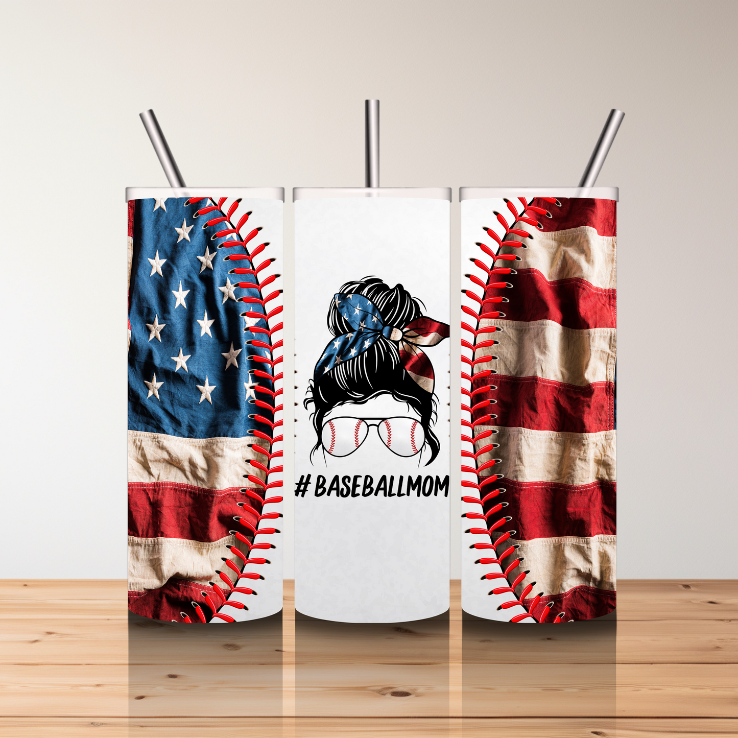 20 oz Skinny Sublimated Tumbler-Baseball Mom