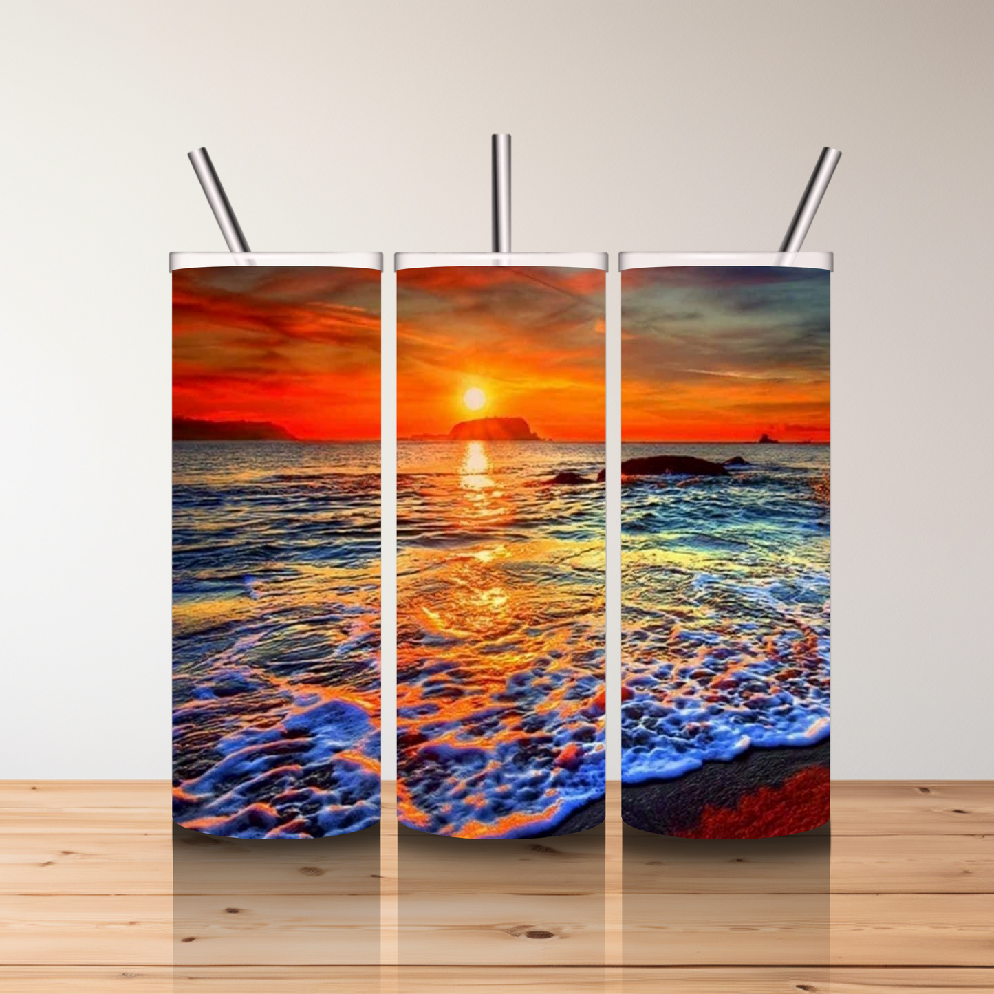 20 oz Skinny Sublimated Tumbler-Beach Sunset