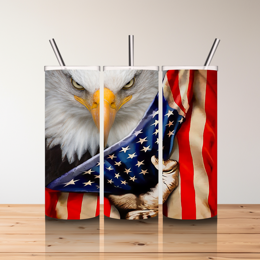 20 oz Skinny Sublimated Tumbler-Eagle and Flag