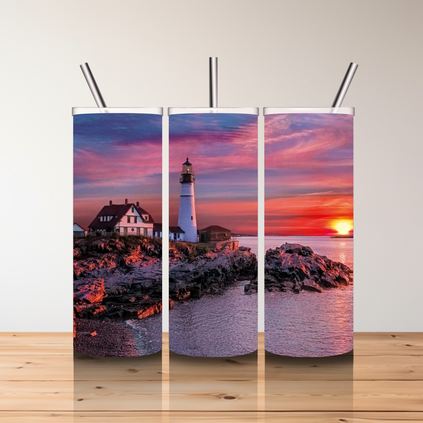 20 oz Skinny Sublimated Tumbler-Lighthouse on Cliff 2