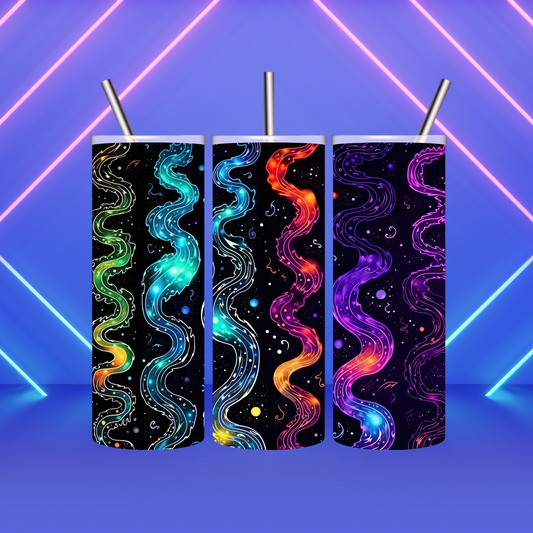 20 oz Skinny Sublimated Tumbler-Neon Waves 1